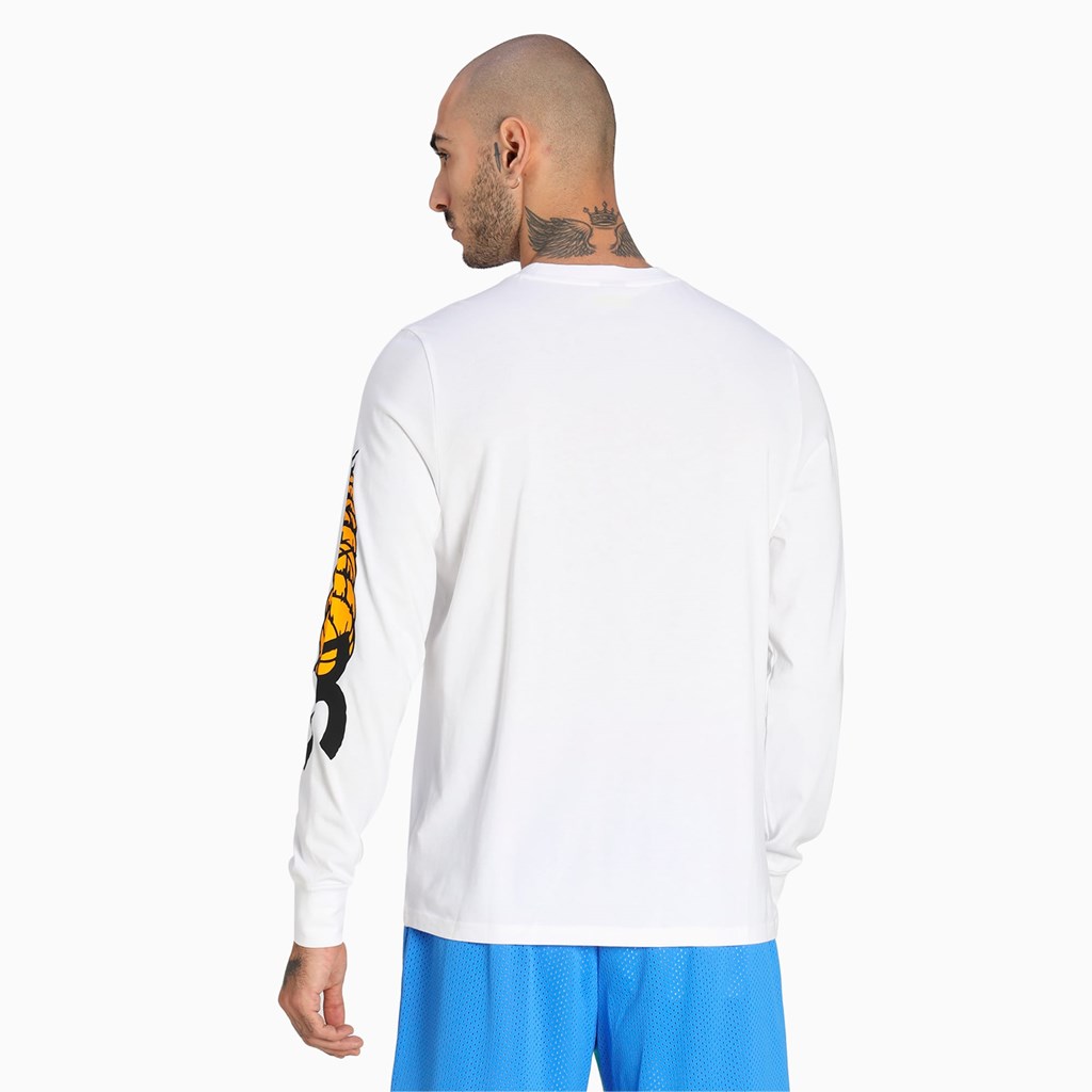 Puma 4th Quarter Long Sleeve Løpe Tskjorte Herre Hvite | 267RPJXCO