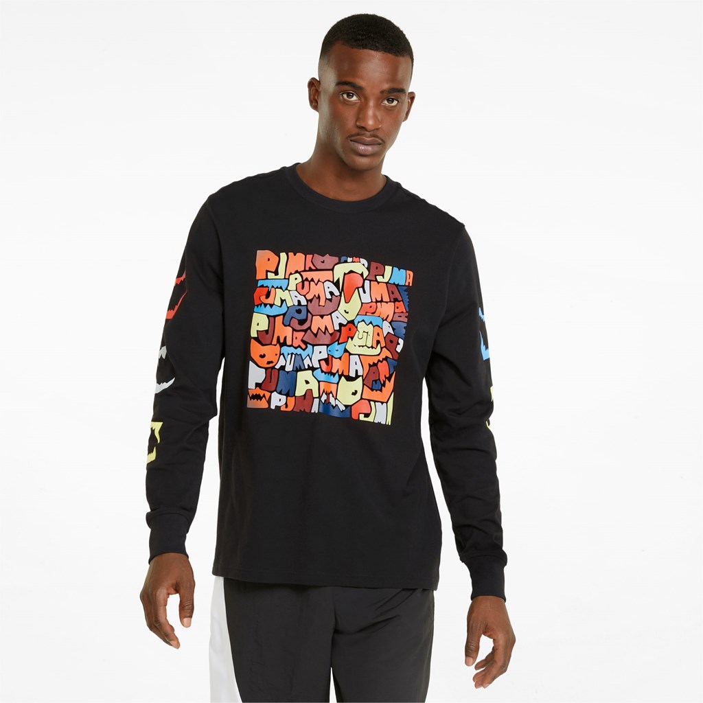 Puma 4th Quarter Long Sleeve Løpe Tskjorte Herre Svarte | 698JWVGHX