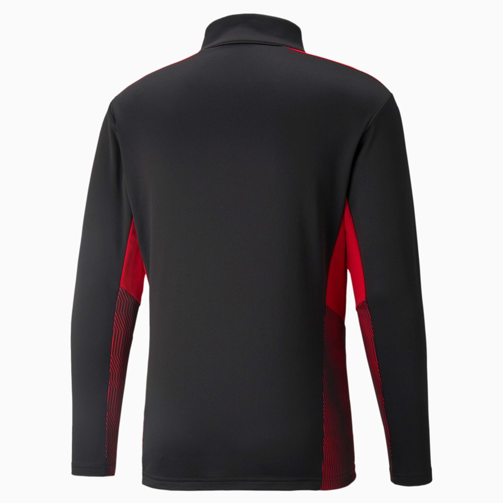 Puma AC Milan Trenings Quarter-Zip Soccer Løpe Tskjorte Herre Svarte Rød | 390QUHXZY