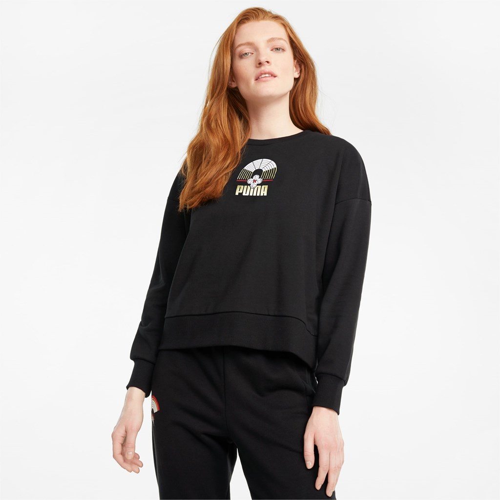 Puma AS Crew Neck Gensere Dame Svarte | XU9013546