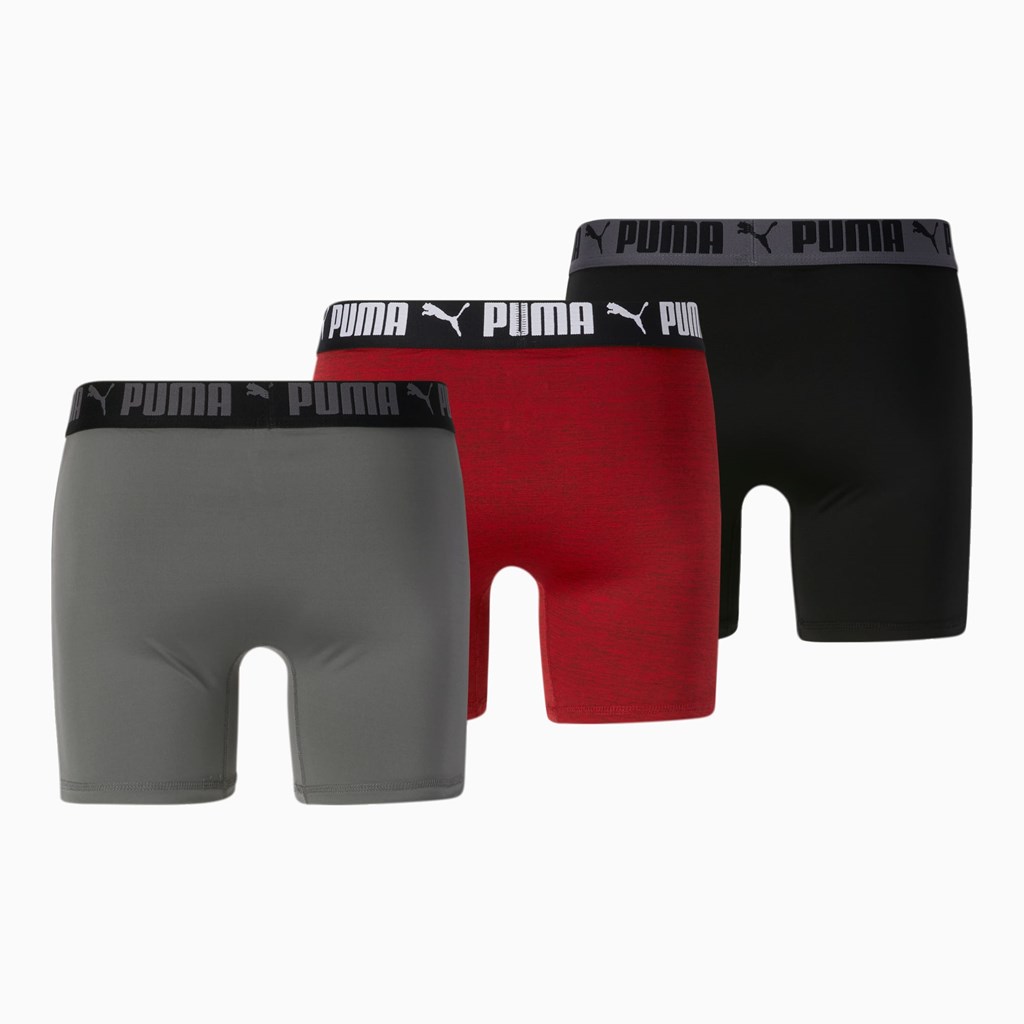 Puma Atletiske Bokser Briefs [3 Pack] Briefs Herre Rød Grå | 341SHZMXB