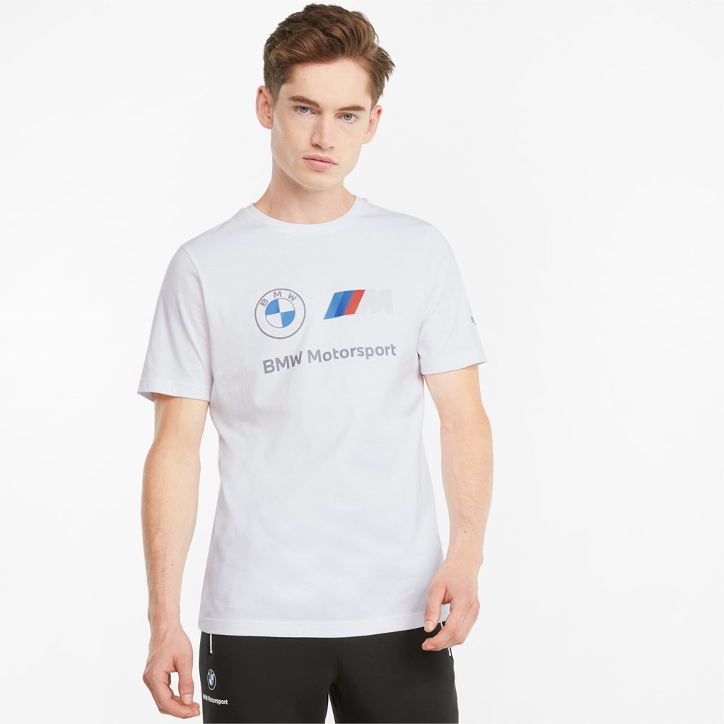 Puma BMW M Motorsport Essentials Logo Løpe Tskjorte Herre Hvite | 987OSIWUD