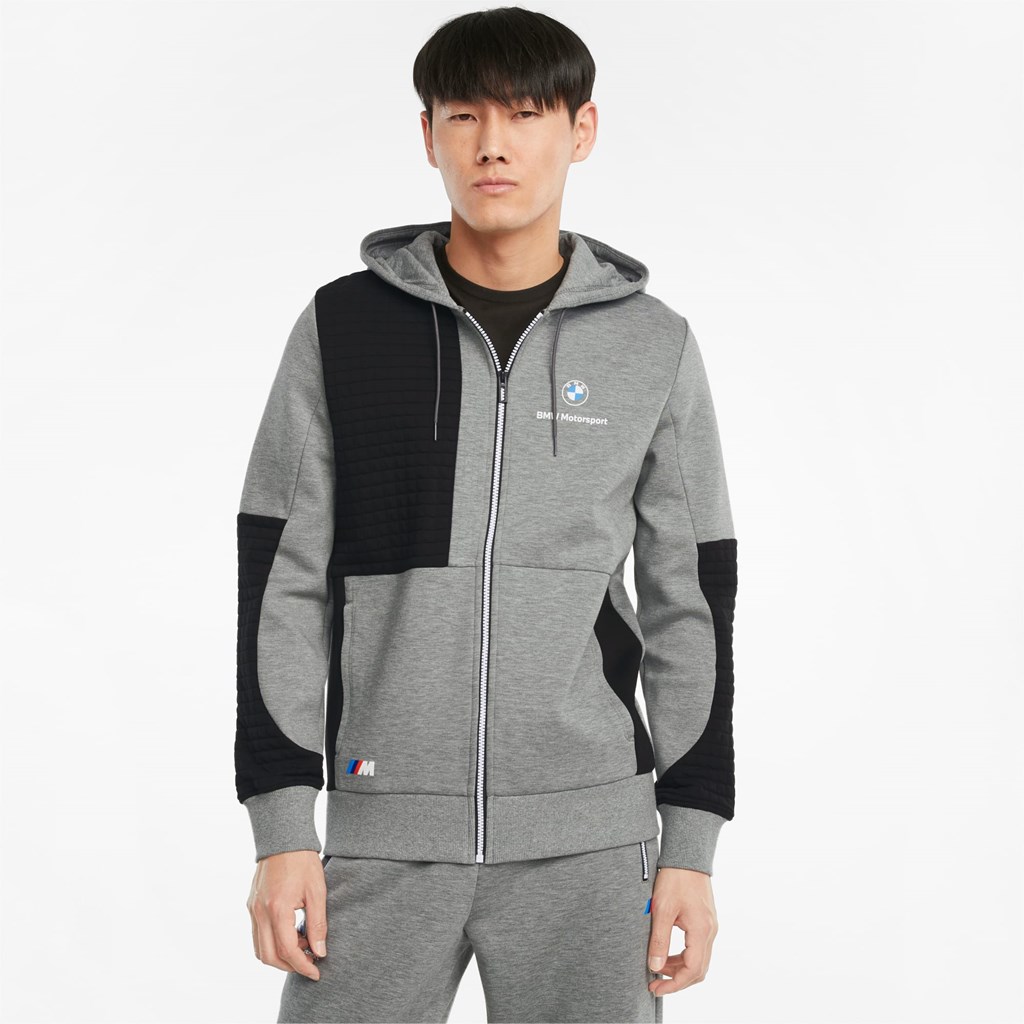 Puma BMW M Motorsport Full-Zip Hettegensere Herre Medium Gray Heather | 267ZPOSBD