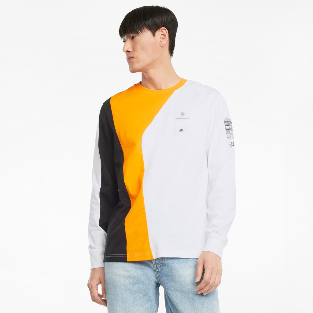 Puma BMW M Motorsport Street Long Sleeve Løpe Tskjorte Herre Oransje | 234WQAIFM