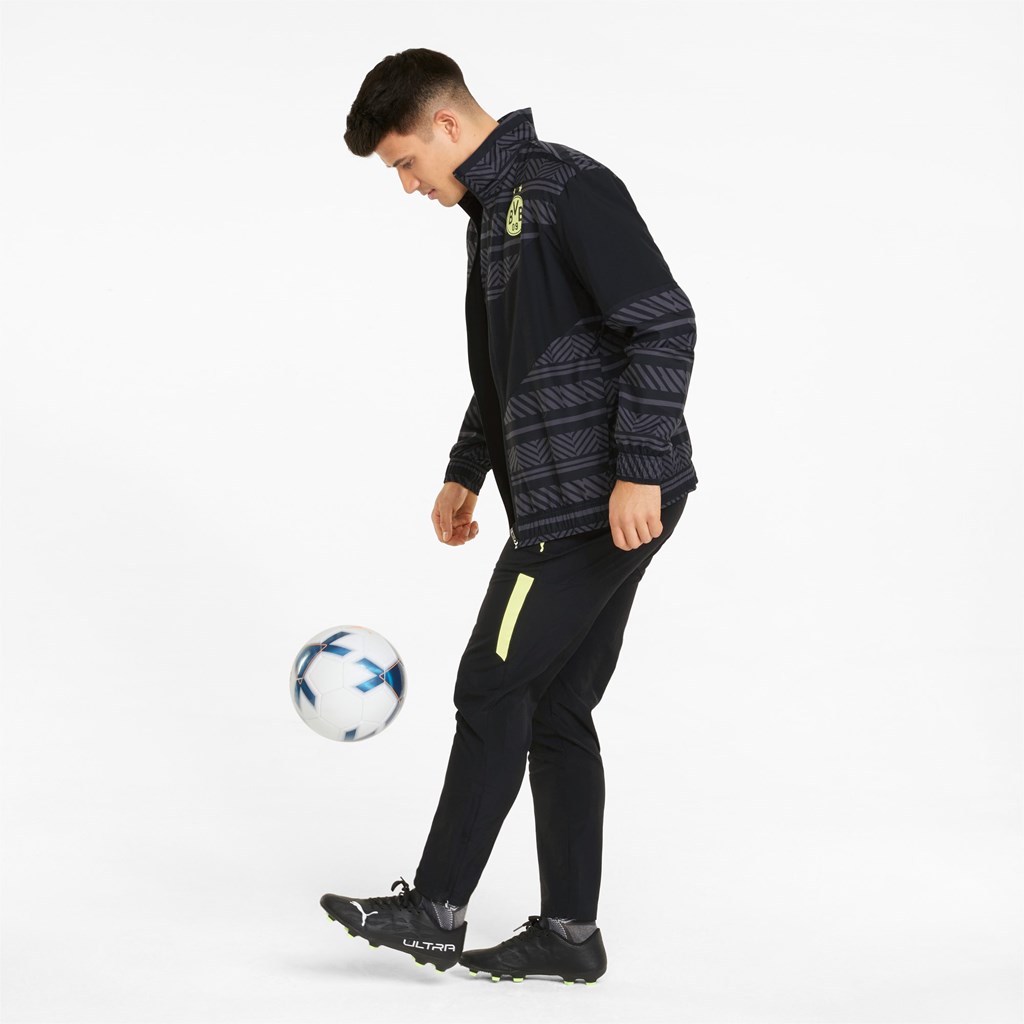 Puma BVB Prematch Soccer Jakke Herre Svarte Gul | 932ZOQCWX