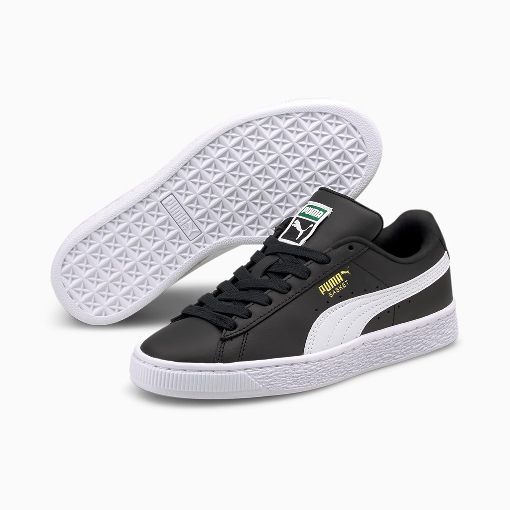 Puma Basket Classic XXI JR Joggesko Gutt Svarte Hvite | HD4328017