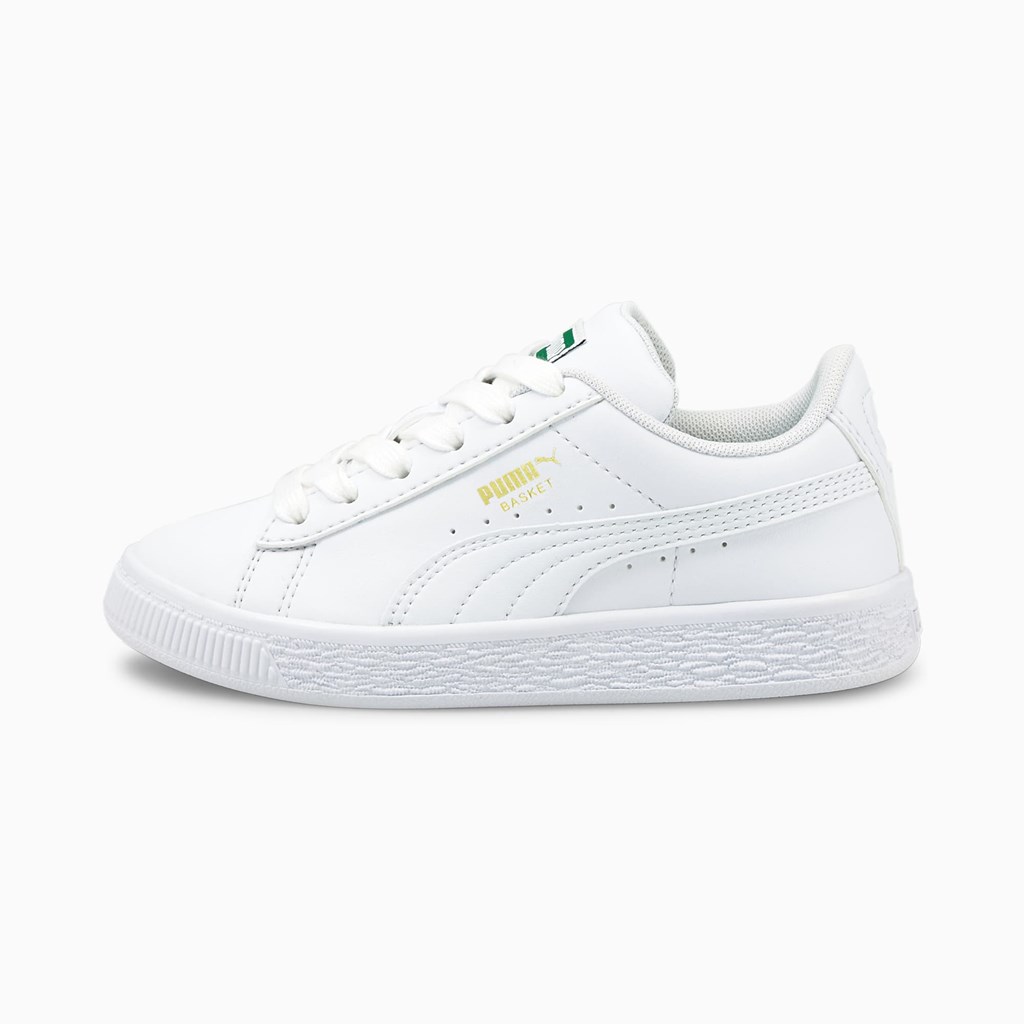 Puma Basket Classic XXI Little Joggesko Gutt Hvite Hvite | SO4859172