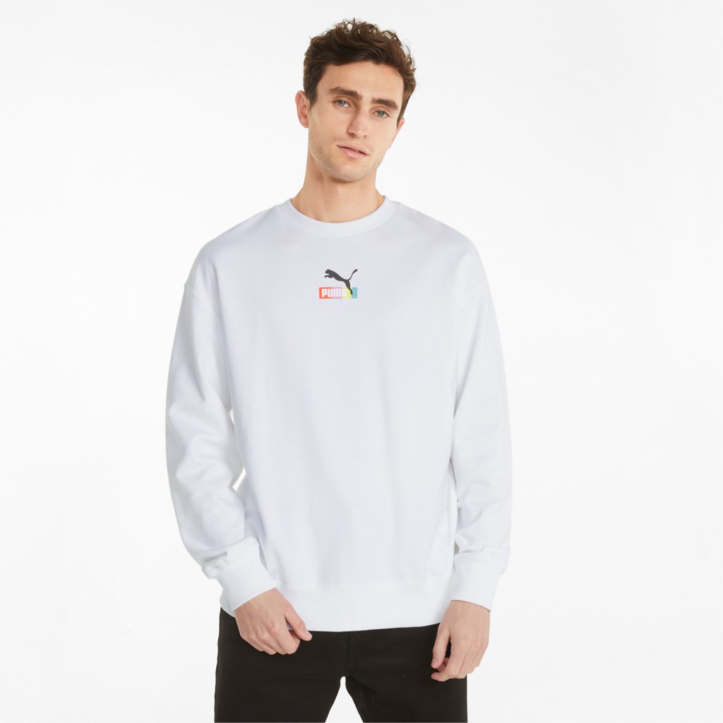 Puma Brand Love Multiple Crew Sweatshirt Herre Hvite | IF4321089