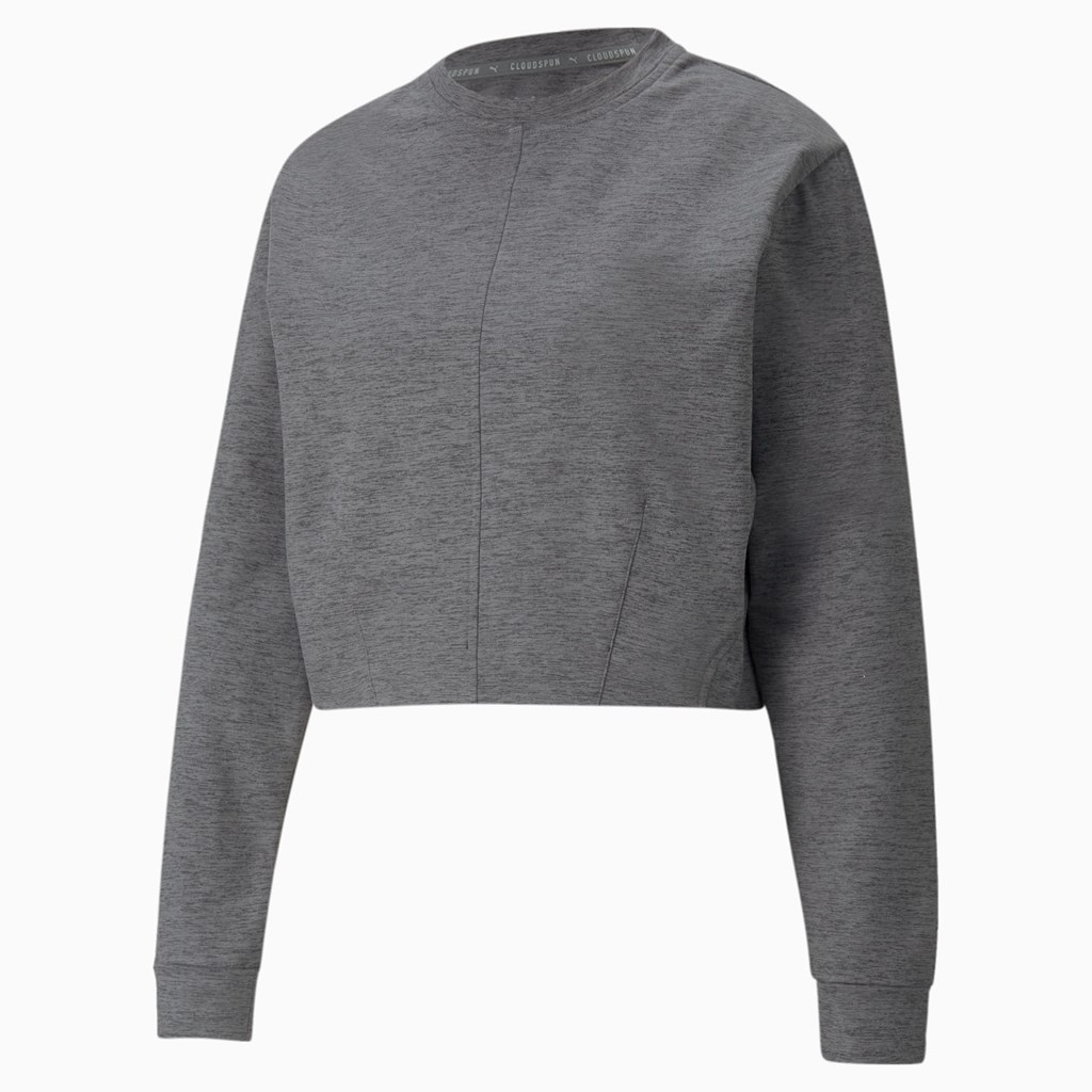 Puma CLOUDSPUN Crew Neck Trenings Sweatshirt Dame Svarte | IE6825713