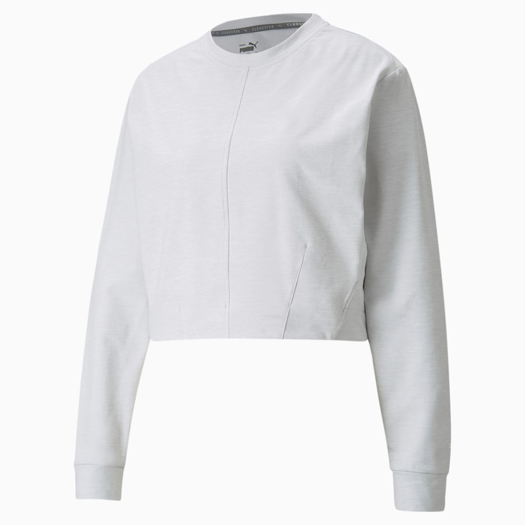 Puma CLOUDSPUN Crew Neck Trenings Sweatshirt Dame Nimbus Cloud Heather | SI7438501