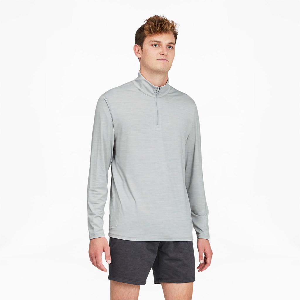 Puma CLOUDSPUN GRYLBL Golf 1/4 Zip Løpe Tskjorte Herre High Rise Heather | 907RTUGHS