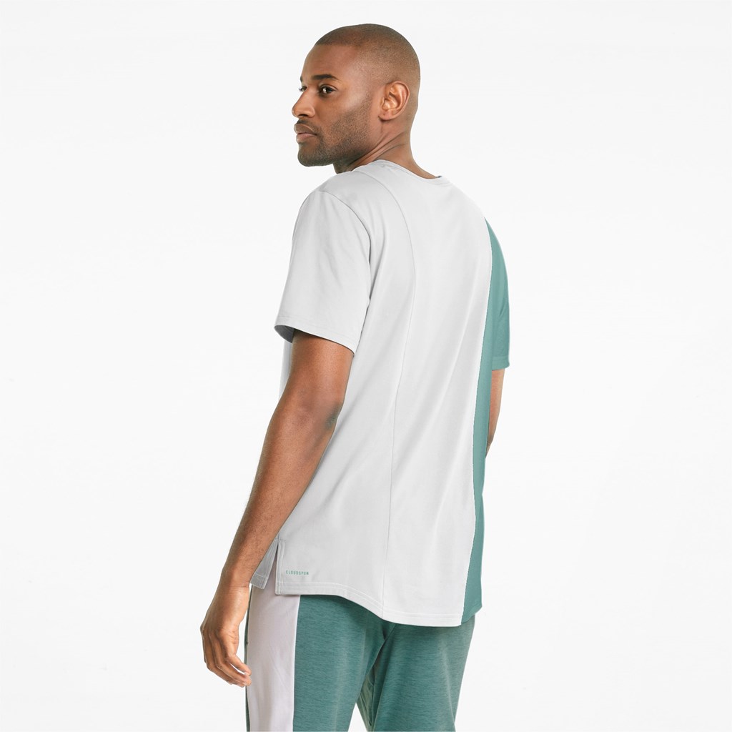 Puma CLOUDSPUN Kort Sleeve Trenings Løpe Tskjorte Herre Blå Hvite | 067QUCWNY