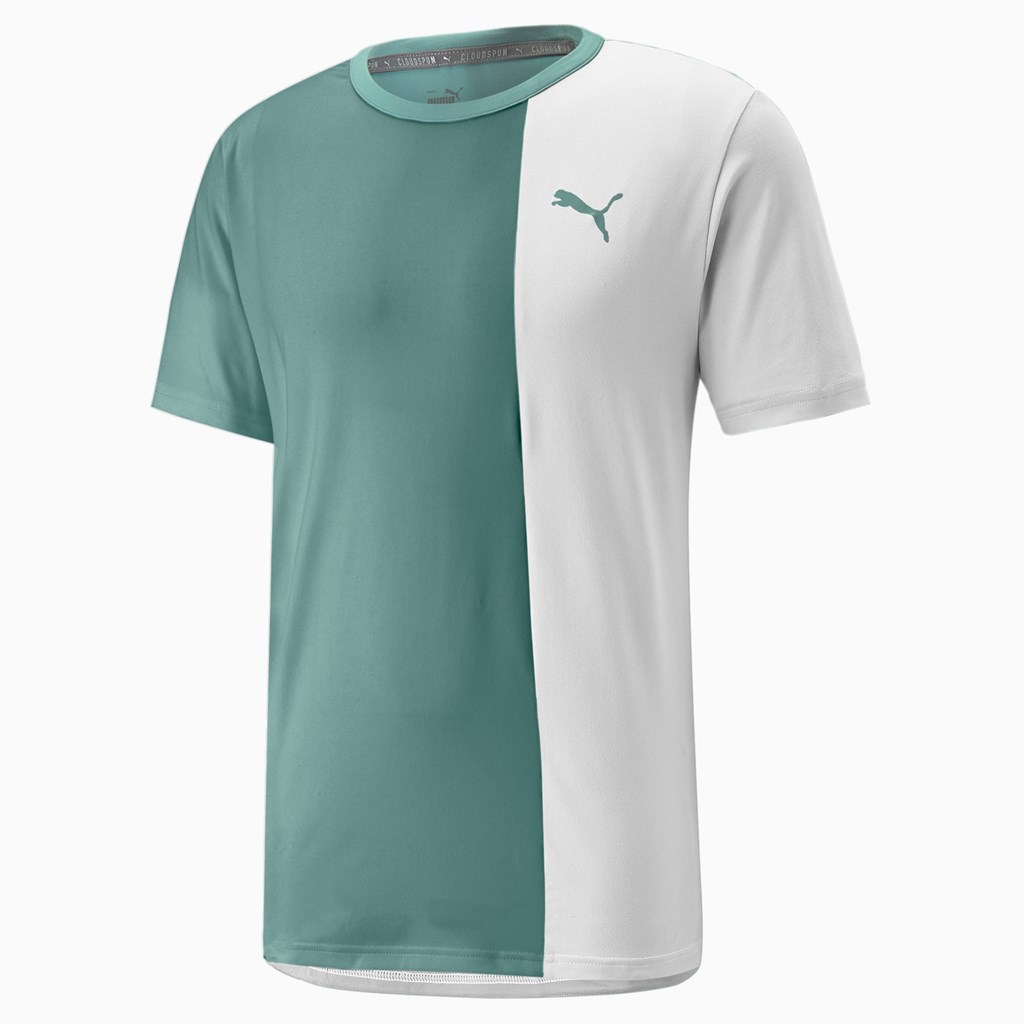 Puma CLOUDSPUN Kort Sleeve Trenings Løpe Tskjorte Herre Blå Hvite | 067QUCWNY