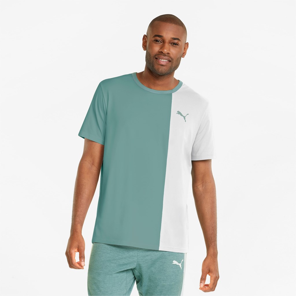 Puma CLOUDSPUN Kort Sleeve Trenings Løpe Tskjorte Herre Blå Hvite | 067QUCWNY