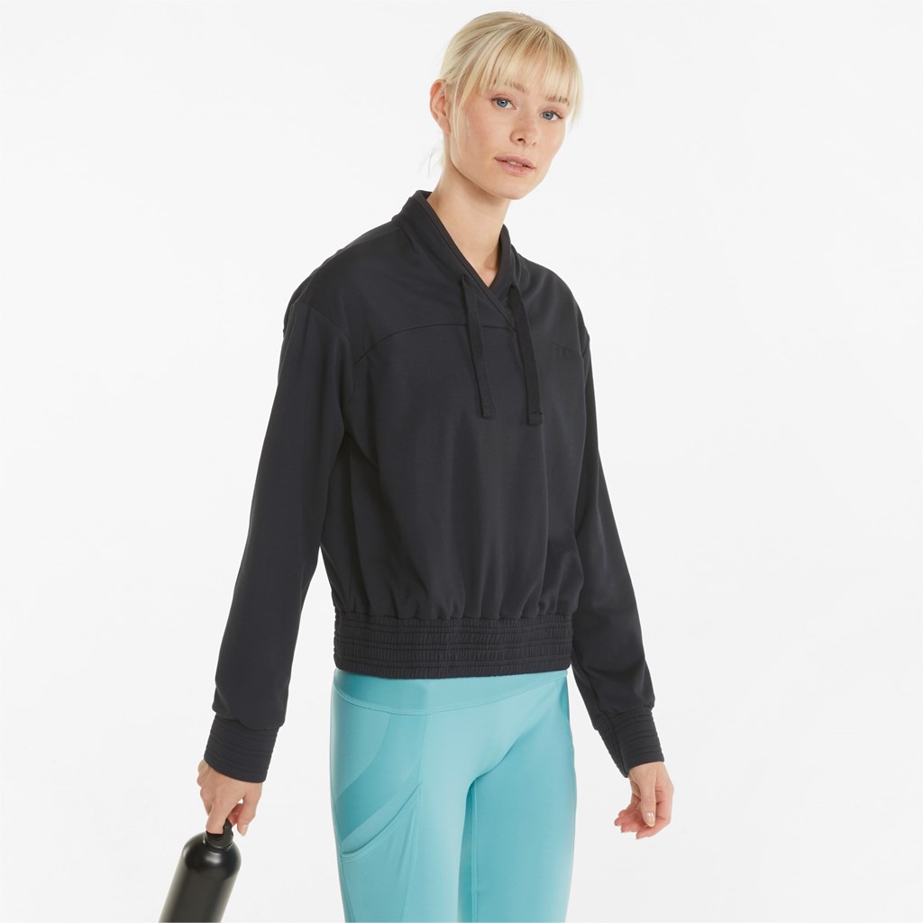 Puma CLOUDSPUN Mote Luxe Trenings Sweatshirt Dame Svarte | CH3564812