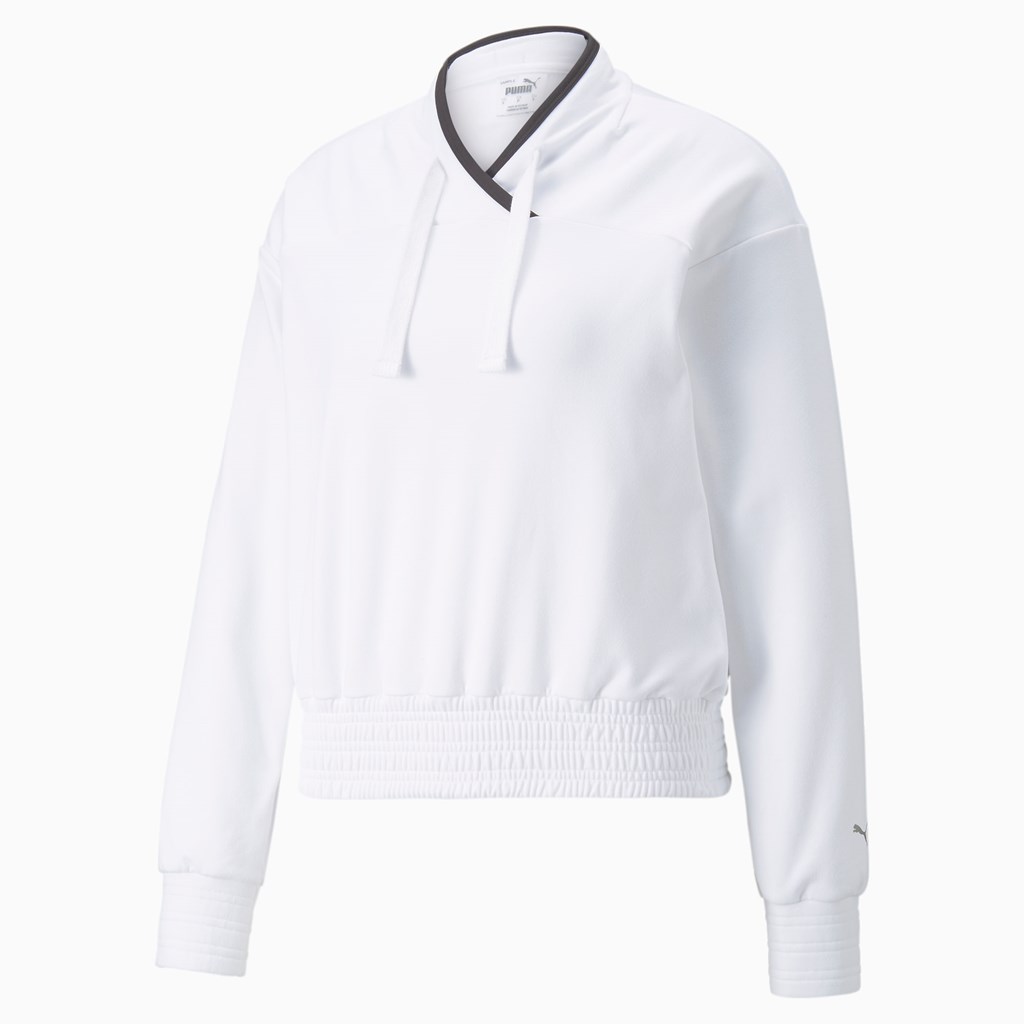 Puma CLOUDSPUN Mote Luxe Trenings Sweatshirt Dame Hvite | QT1296540