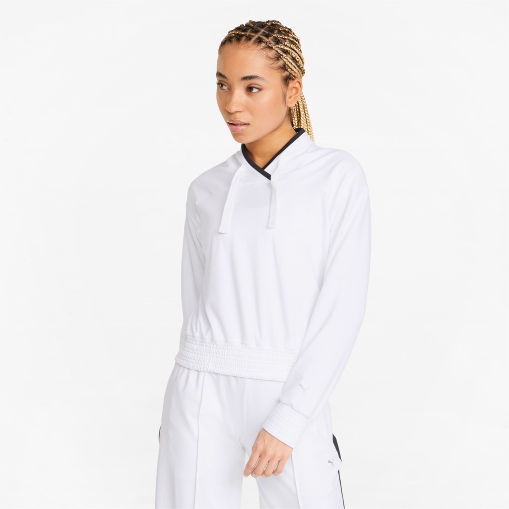 Puma CLOUDSPUN Mote Luxe Trenings Sweatshirt Dame Hvite | QT1296540