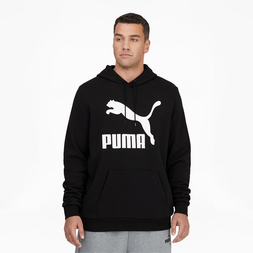 Puma Classic Logo Hoodie FL BT Hettegensere Herre Svarte Hvite | 385ZHACVX