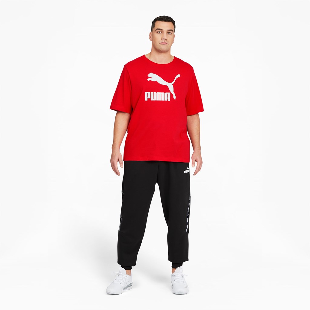 Puma Classics Logo BT Løpe Tskjorte Herre Rød Hvite | 859TCYDHK