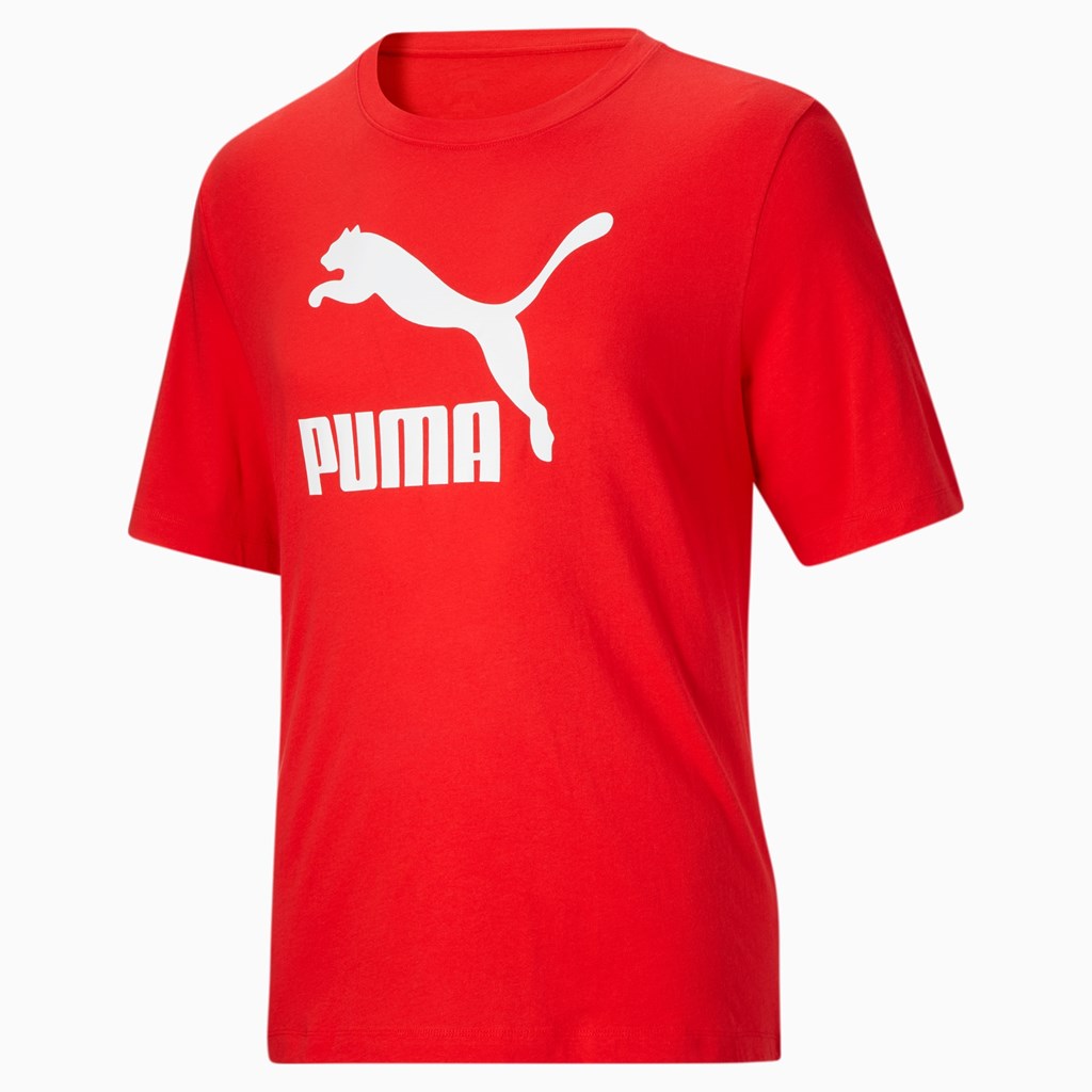 Puma Classics Logo BT Løpe Tskjorte Herre Rød Hvite | 859TCYDHK