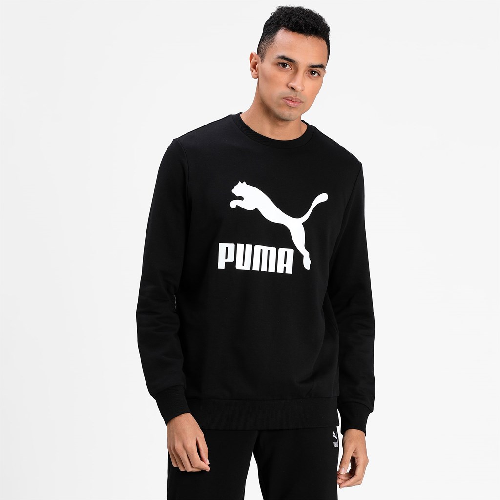 Puma Classics Logo Crew Neck Sweatshirt Herre Svarte | IR5129403