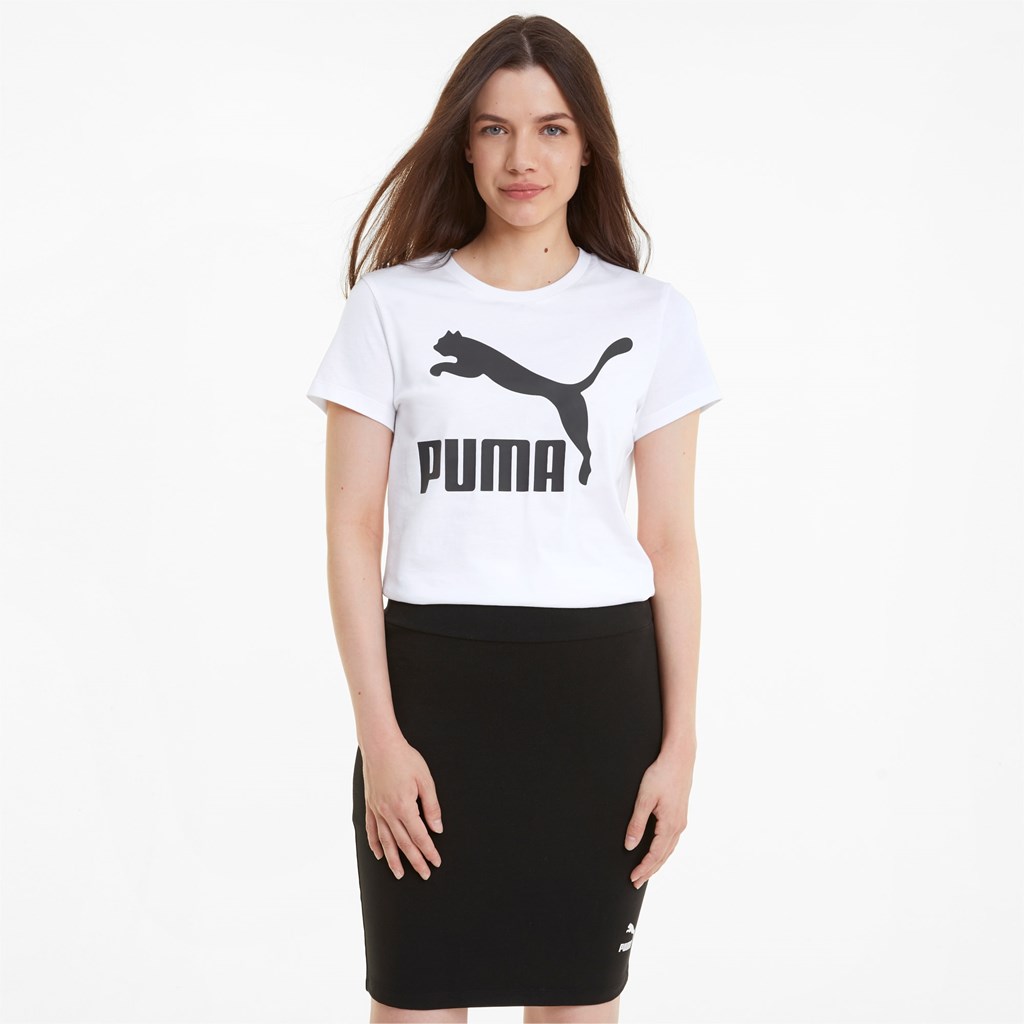 Puma Classics Logo Løpe Tskjorte Dame Hvite | 097XRFCQO