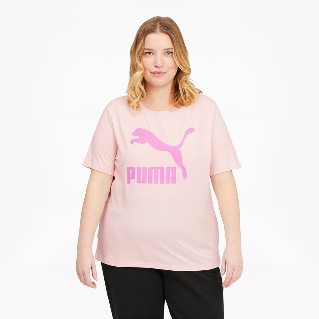 Puma Classics Logo PL Løpe Tskjorte Dame Rosa | 679CASHKI