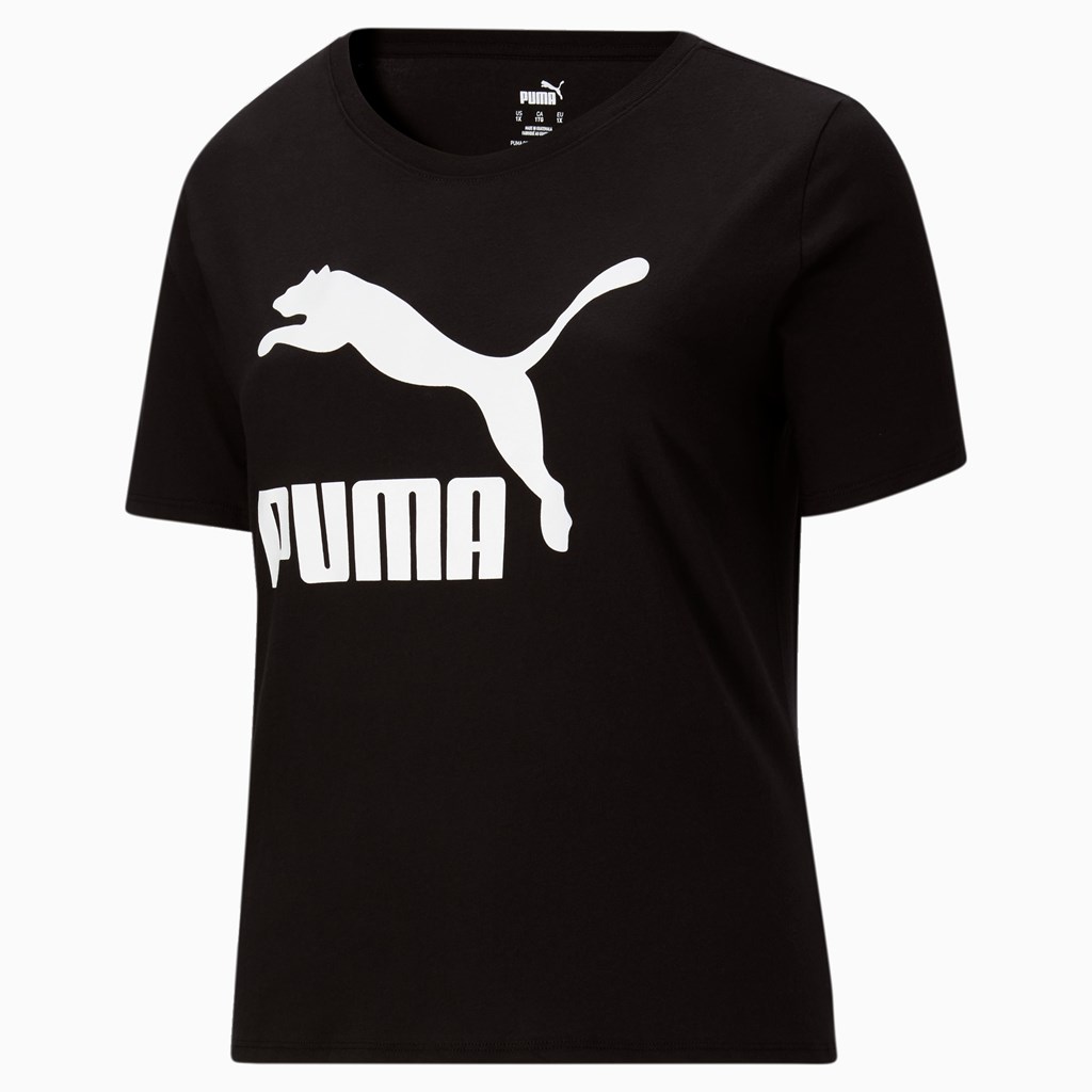 Puma Classics Logo PL Løpe Tskjorte Dame Svarte | 972SYNQDH