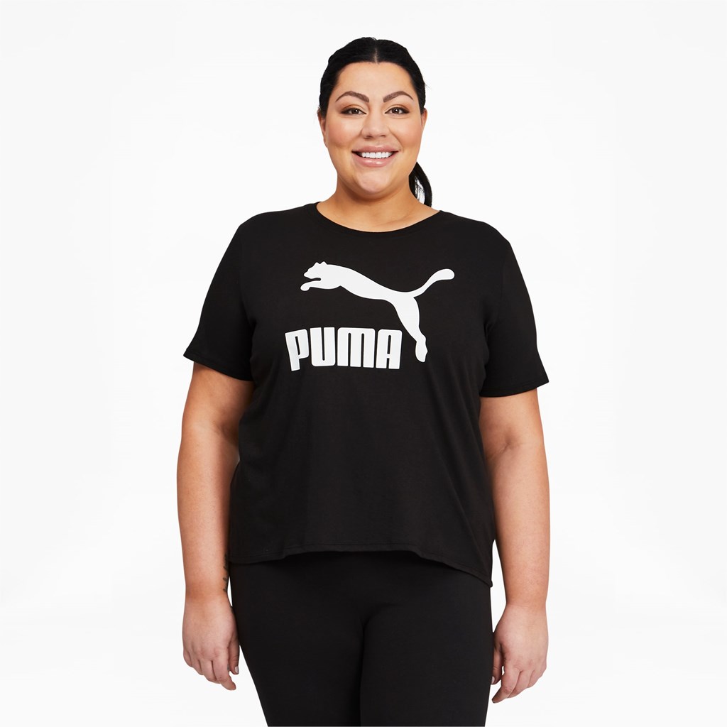 Puma Classics Logo PL Løpe Tskjorte Dame Svarte | 972SYNQDH