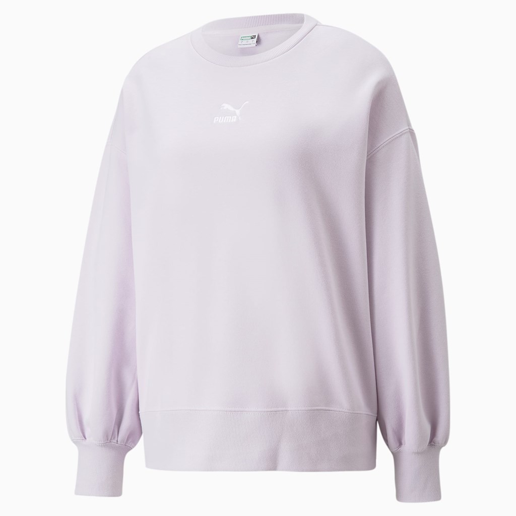 Puma Classics Oversized Crew Sweatshirt Dame Lavendel | WU0671249