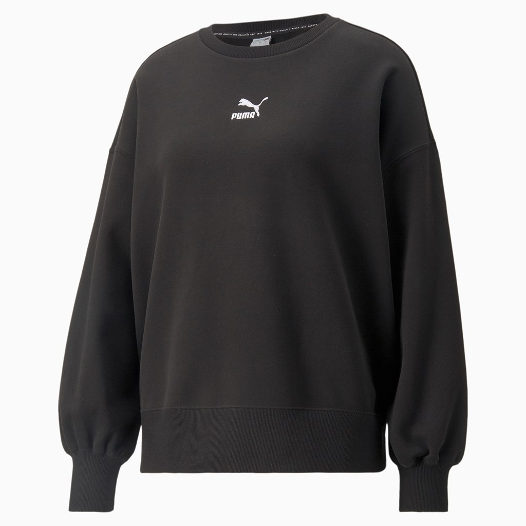 Puma Classics Oversized Crew Sweatshirt Dame Svarte | ZM0275814