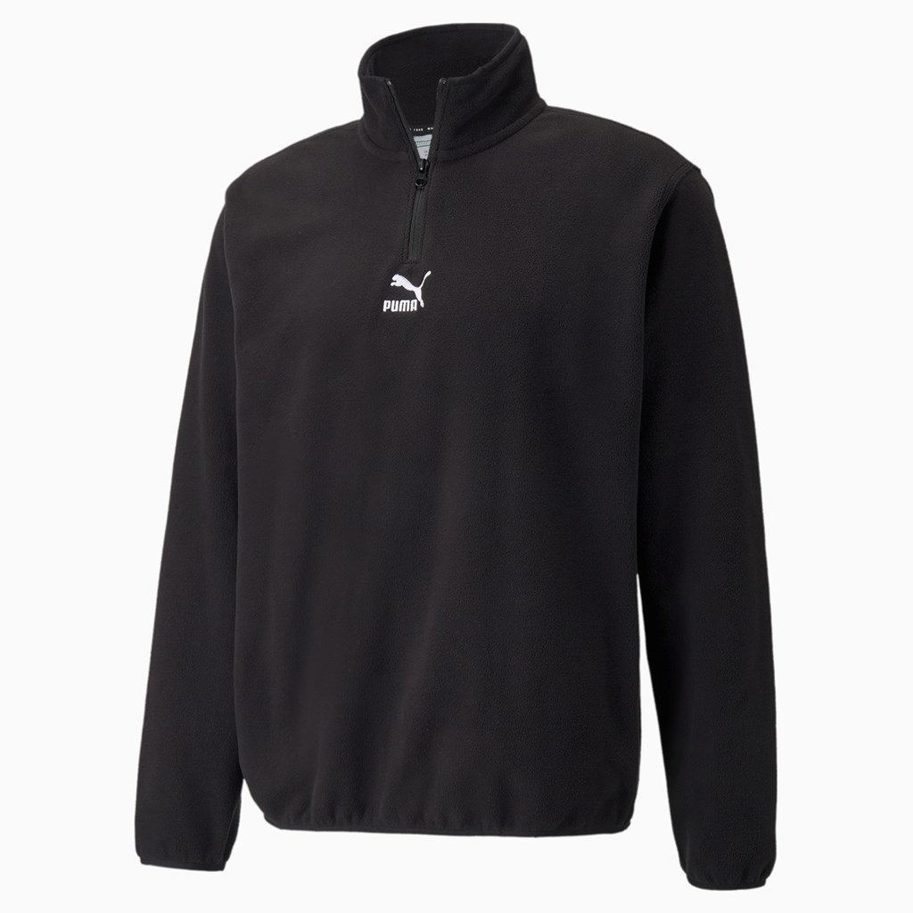 Puma Classics Polar Fleece Half-Zip Jakke Herre Svarte | 246OTWCUP