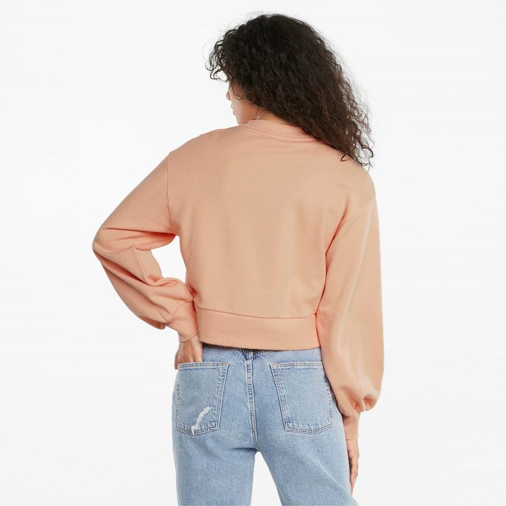 Puma Classics Puff Sleeve Crew Neck Sweatshirt Dame Peach Parfait | RQ9108624