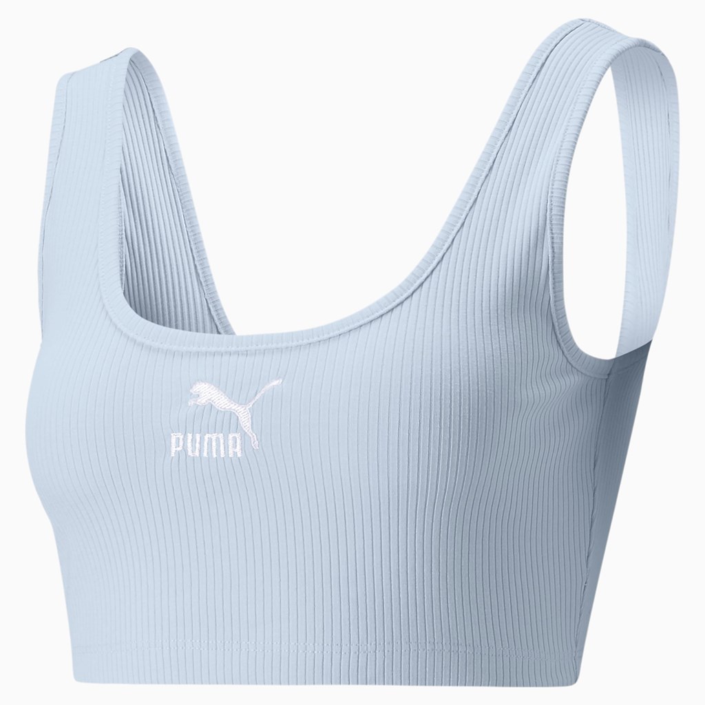 Puma Classics Ribbed Crop Topper Dame Arctic Ice | QK0145276