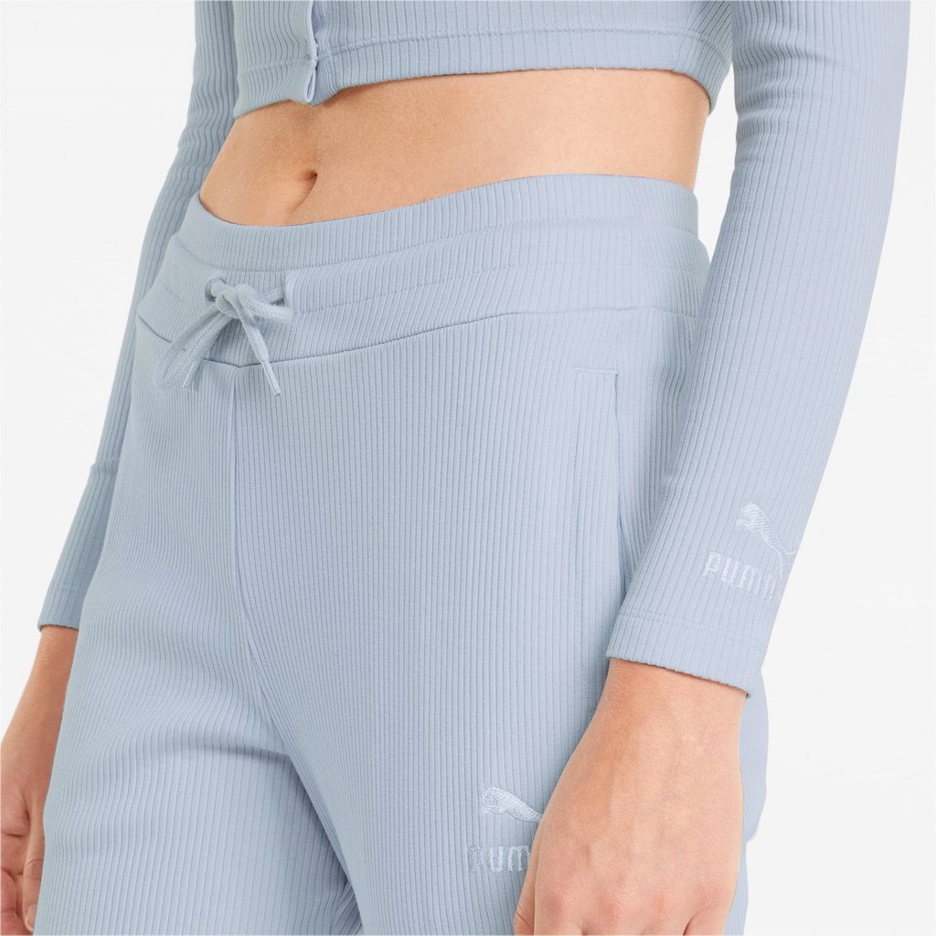 Puma Classics Ribbed Long Sleeve Løpe Tskjorte Dame Arctic Ice | 639DOFLAJ