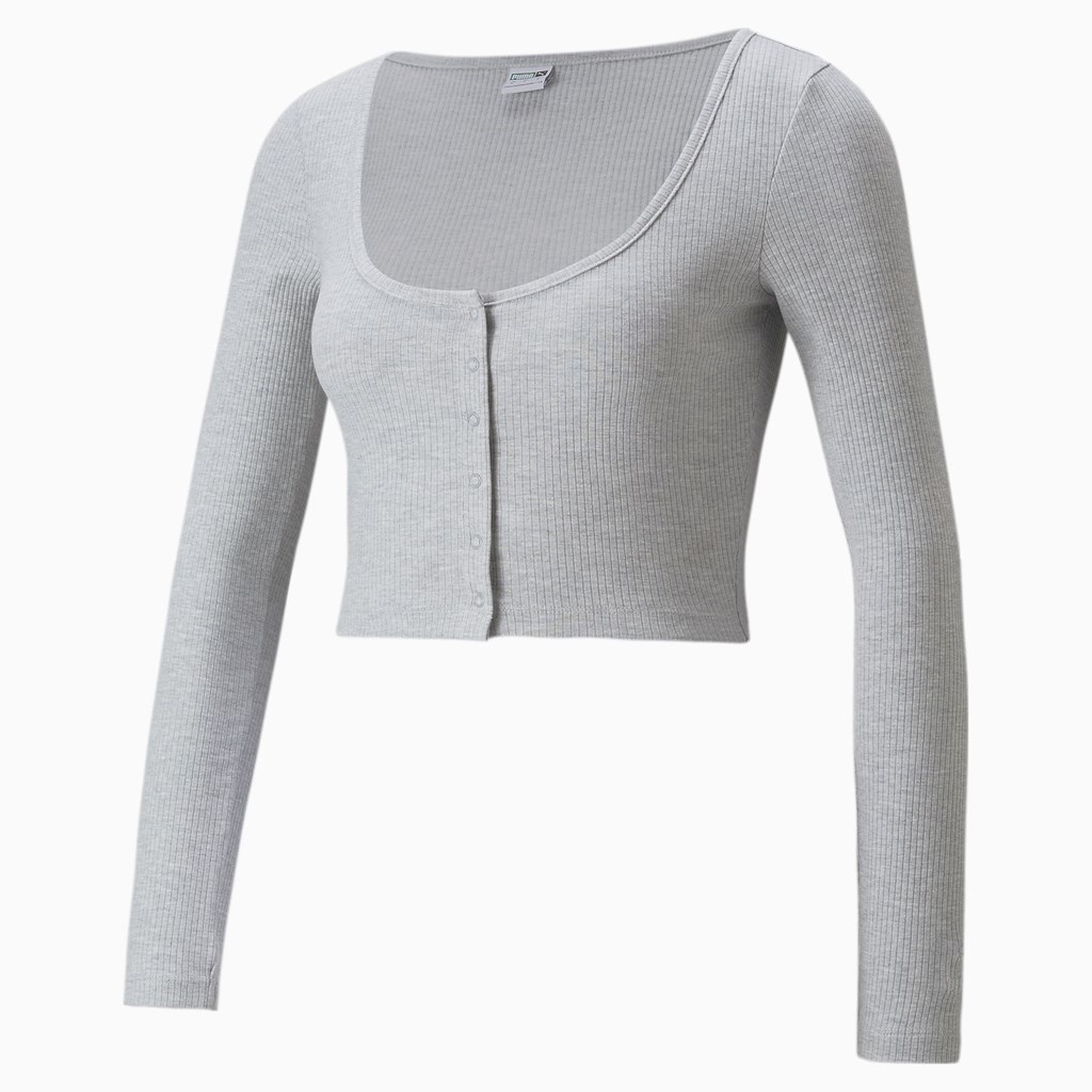 Puma Classics Ribbed Long Sleeve Løpe Tskjorte Dame Lyse | CO3410972