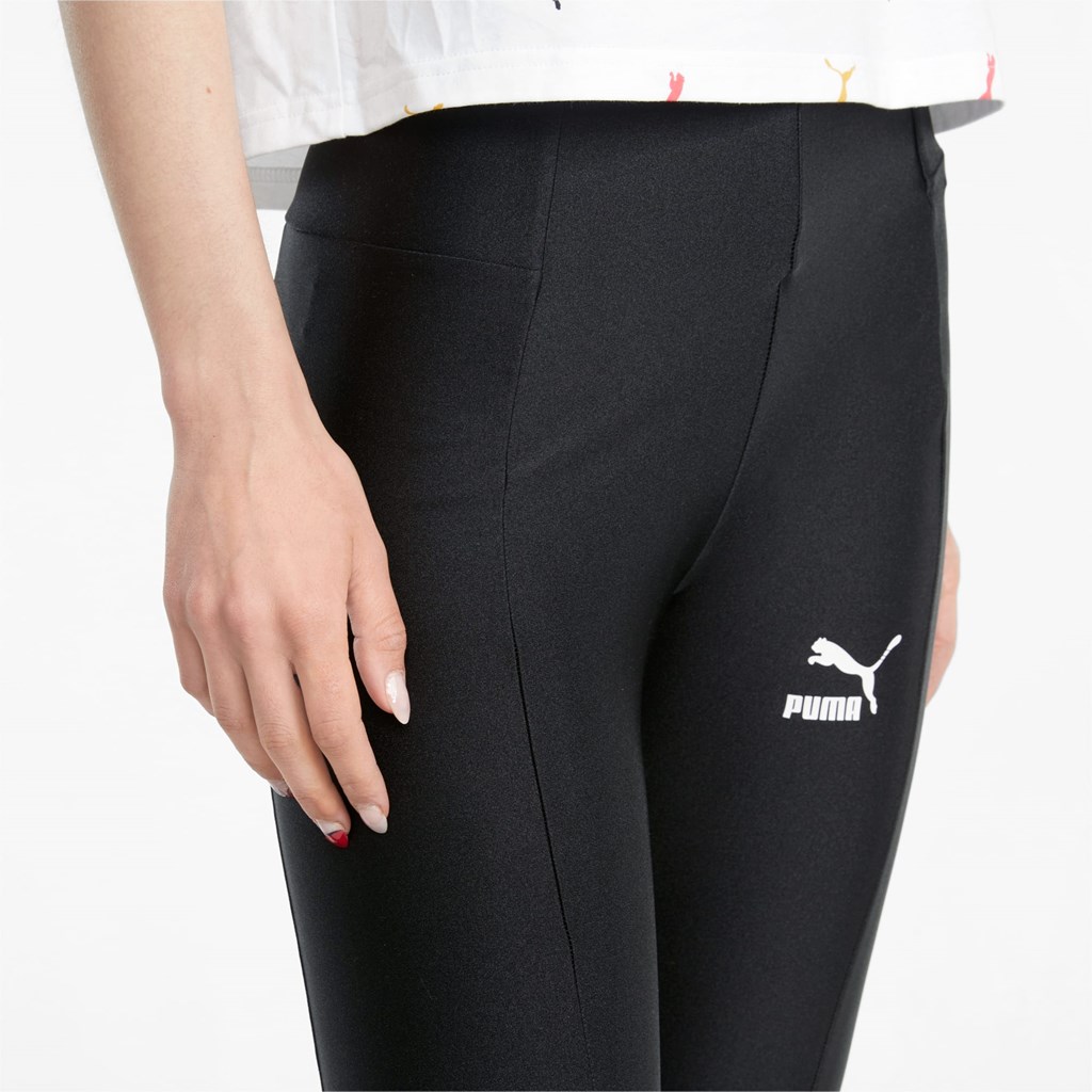 Puma Classics Shiny High Leggings Dame Svarte | 847SXWQIL