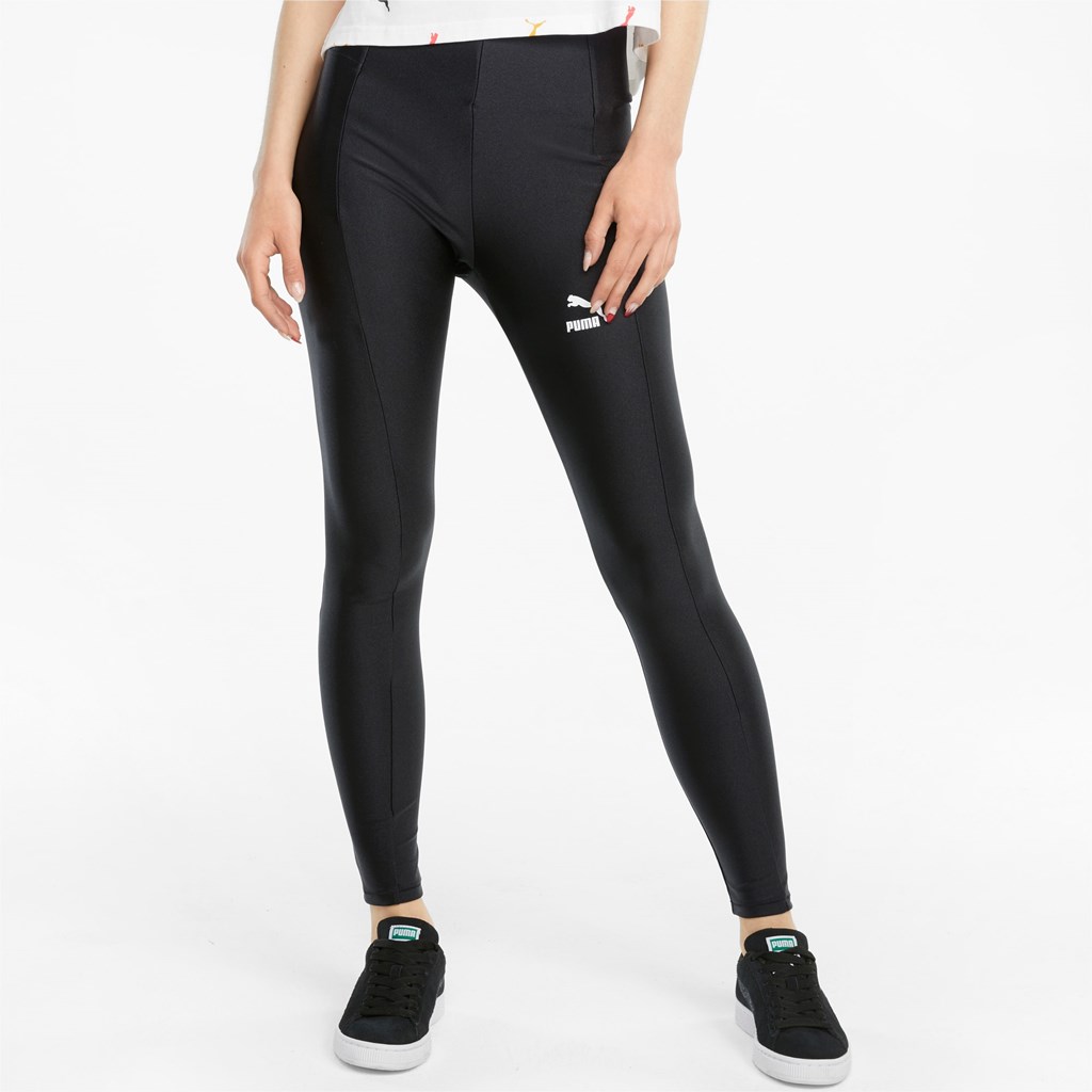 Puma Classics Shiny High Leggings Dame Svarte | 847SXWQIL