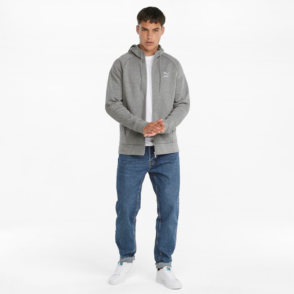 Puma Classics Tech Full-Zip Hettegensere Herre Medium Gray Heather | 957IFVUBY