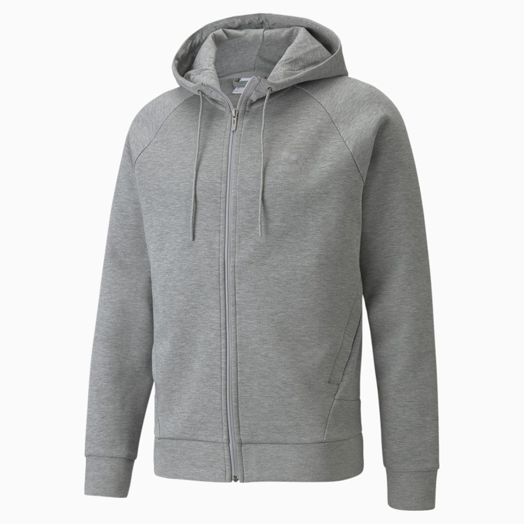 Puma Classics Tech Full-Zip Hettegensere Herre Medium Gray Heather | 957IFVUBY