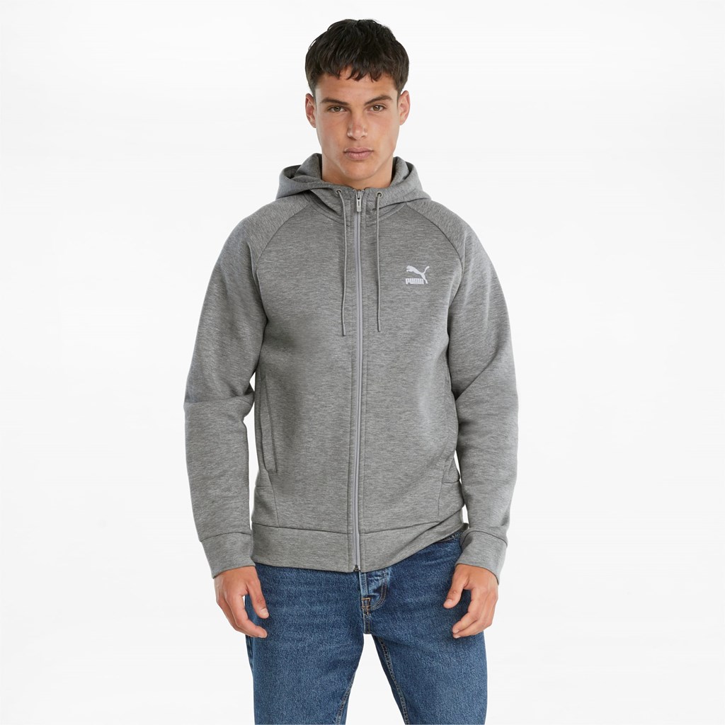 Puma Classics Tech Full-Zip Hettegensere Herre Medium Gray Heather | 957IFVUBY