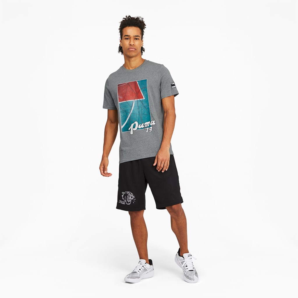 Puma Clutch Kort Sleeve Basketball Løpe Tskjorte Herre Medium Gray Heather | 427AHOZES