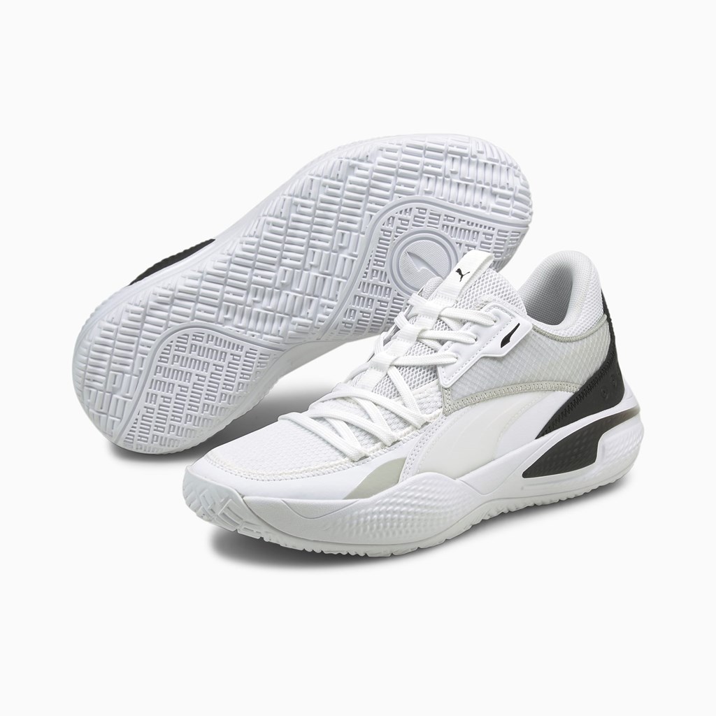 Puma Court Rider Basketsko Herre Hvite Svarte | 047WQKNUM