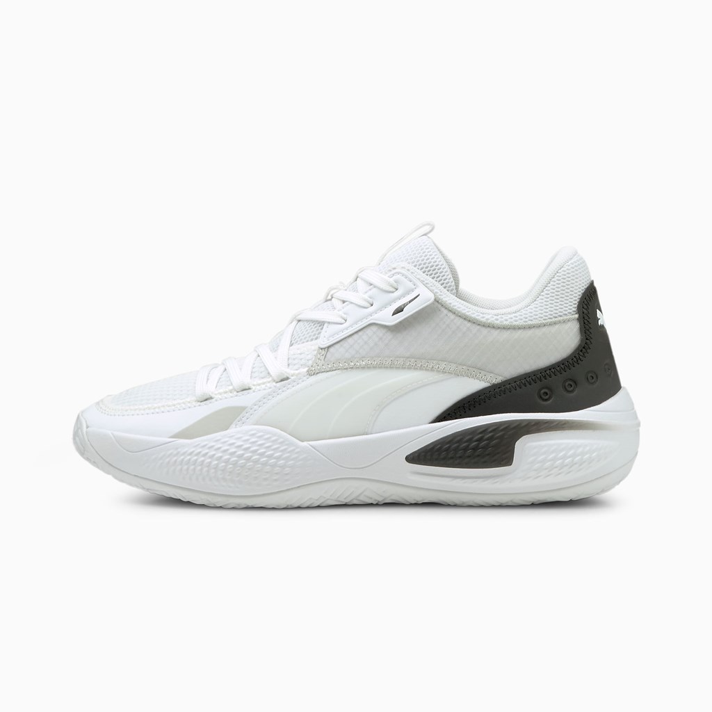 Puma Court Rider Basketsko Herre Hvite Svarte | 047WQKNUM