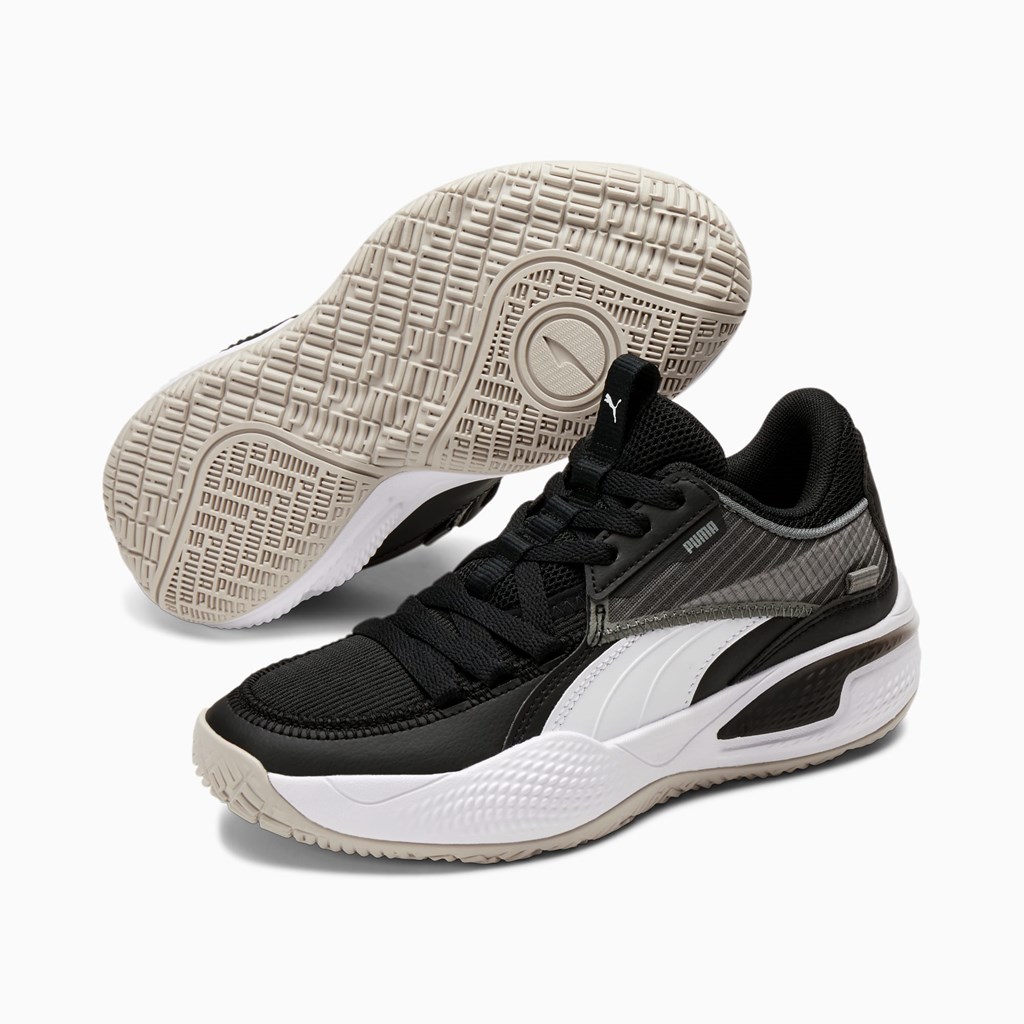 Puma Court Rider JR Basketsko Jente Svarte Hvite | 647JDNETL