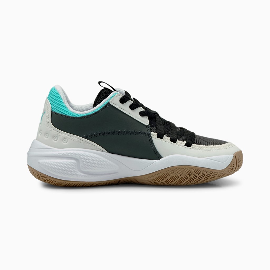 Puma Court Rider Summer Days Basketball Jr Basketsko Jente Ebony / Elektro Aqua | 745XEBRTO