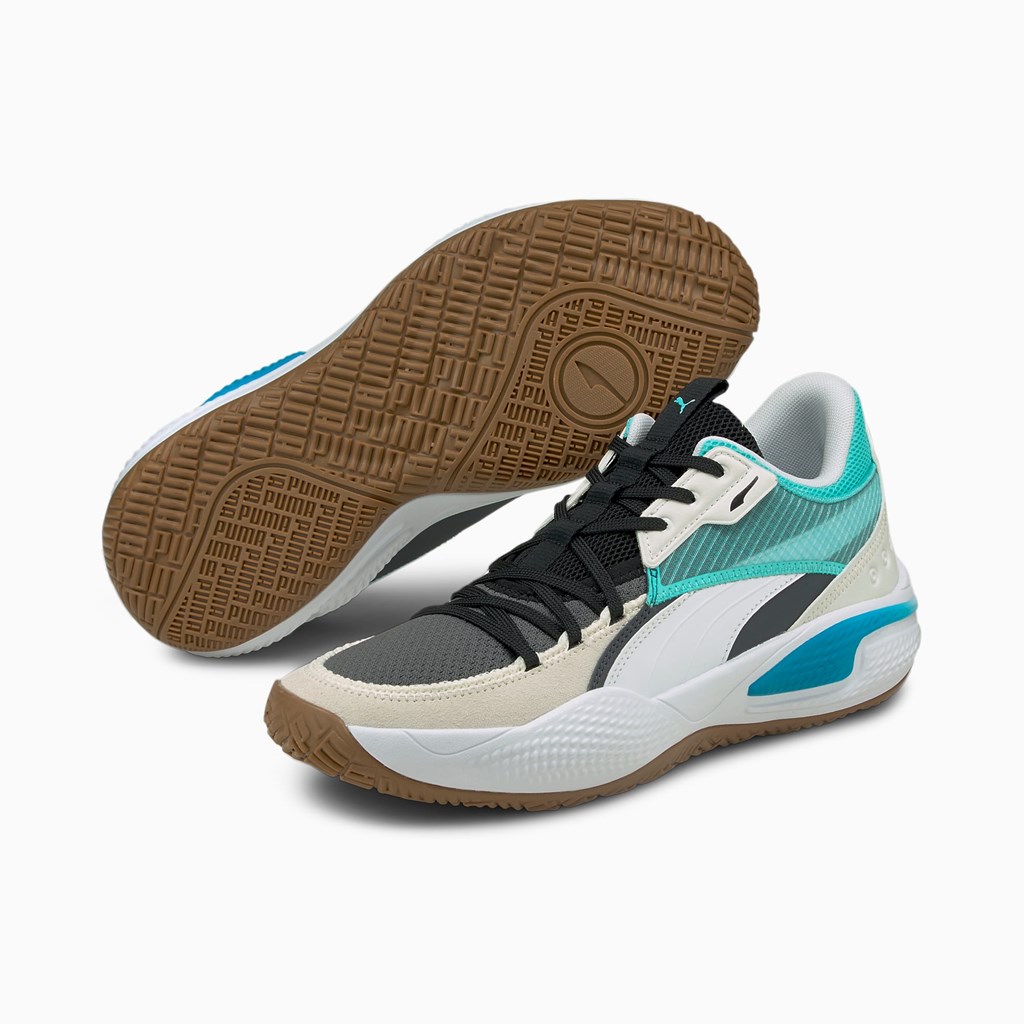 Puma Court Rider Summer Days Basketsko Dame Ebony / Elektro Aqua | 438YWEQXO