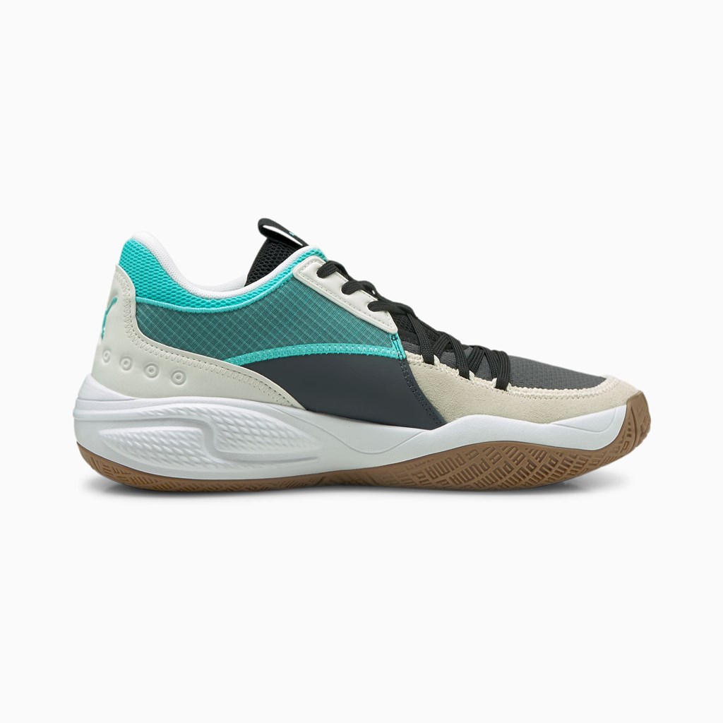 Puma Court Rider Summer Days Basketsko Dame Ebony / Elektro Aqua | 438YWEQXO