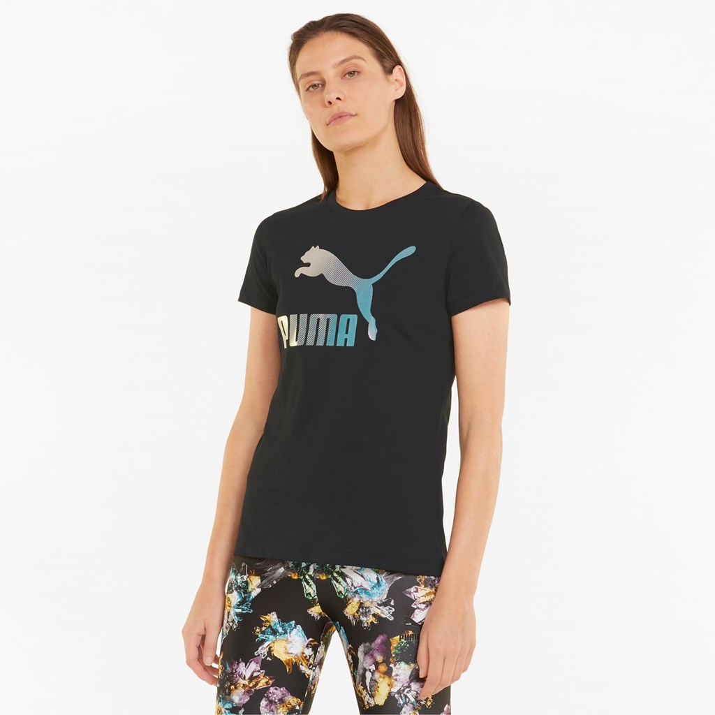 Puma Crystal Galaxy Graphic Løpe Tskjorte Dame Svarte | 837TXGWDL