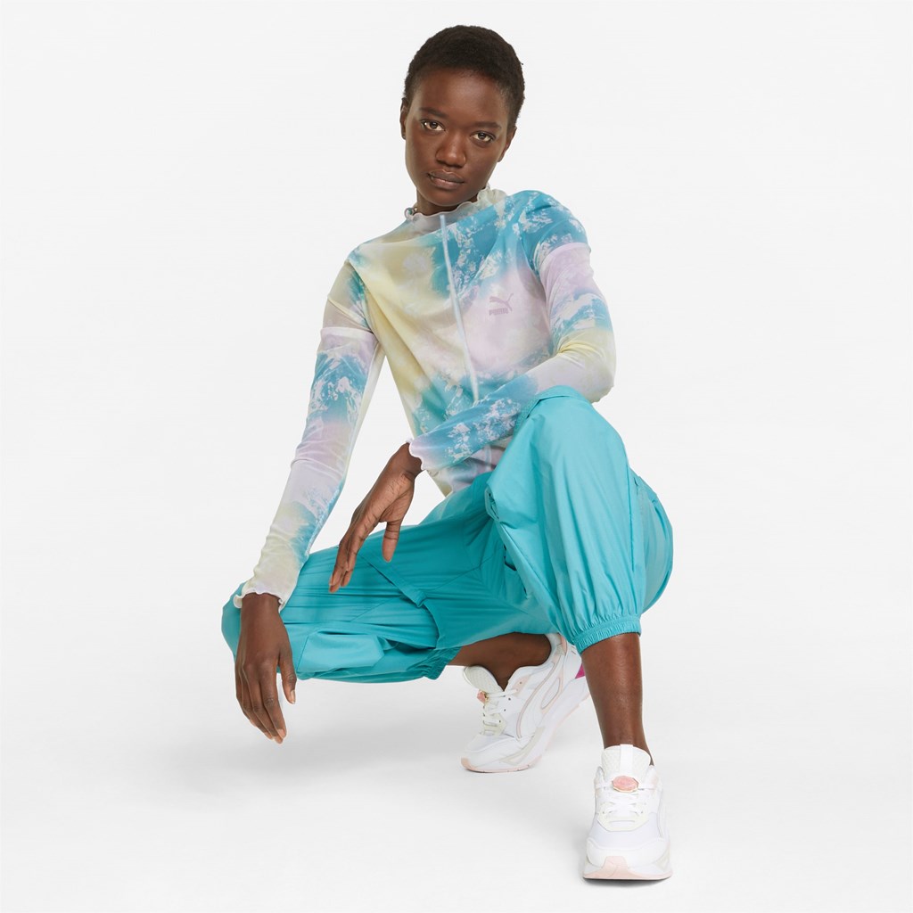 Puma Crystal Galaxy Printed Long Sleeve Fitted Løpe Tskjorte Dame Porcelain | 246RSBTPV